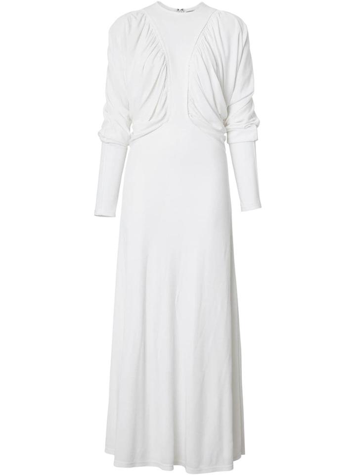 Burberry Ruched Panel Jersey Gown - White
