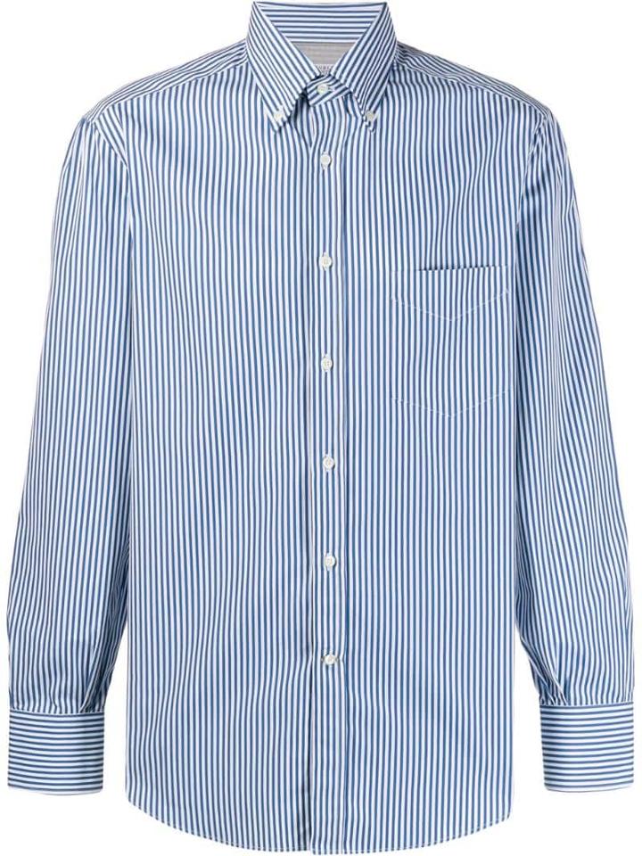 Brunello Cucinelli Striped Button-down Shirt - Blue