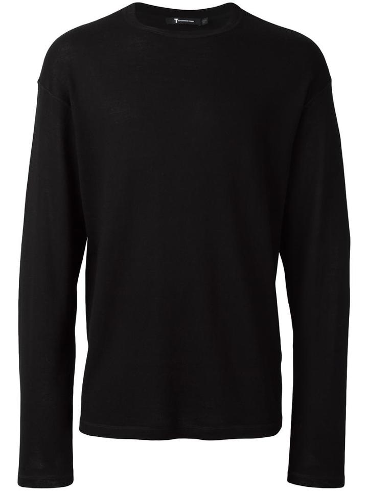T By Alexander Wang Crew Neck Jumper, Men's, Size: Small, Black, Merino