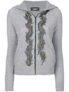 Jo No Fui Embellished Hooded Cardigan - Grey