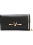 Salvatore Ferragamo Gancio Flap Clutch, Women's, Black, Calf Leather