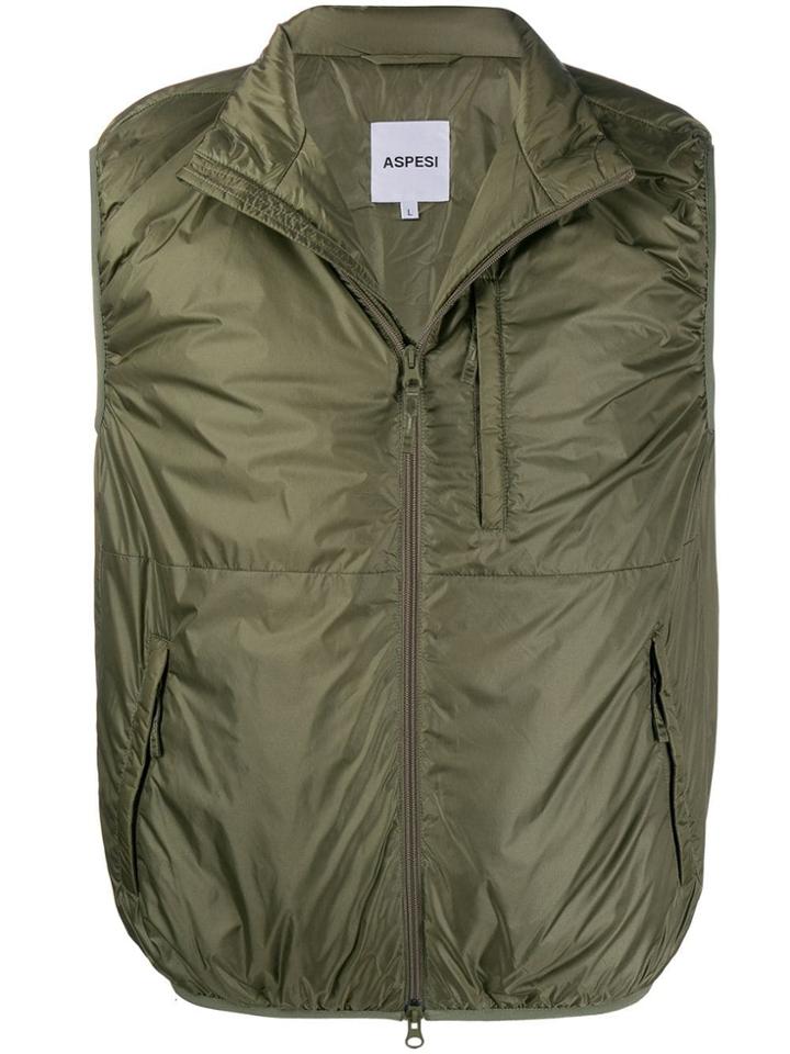 Aspesi Zip-up Jil Gilet - Green