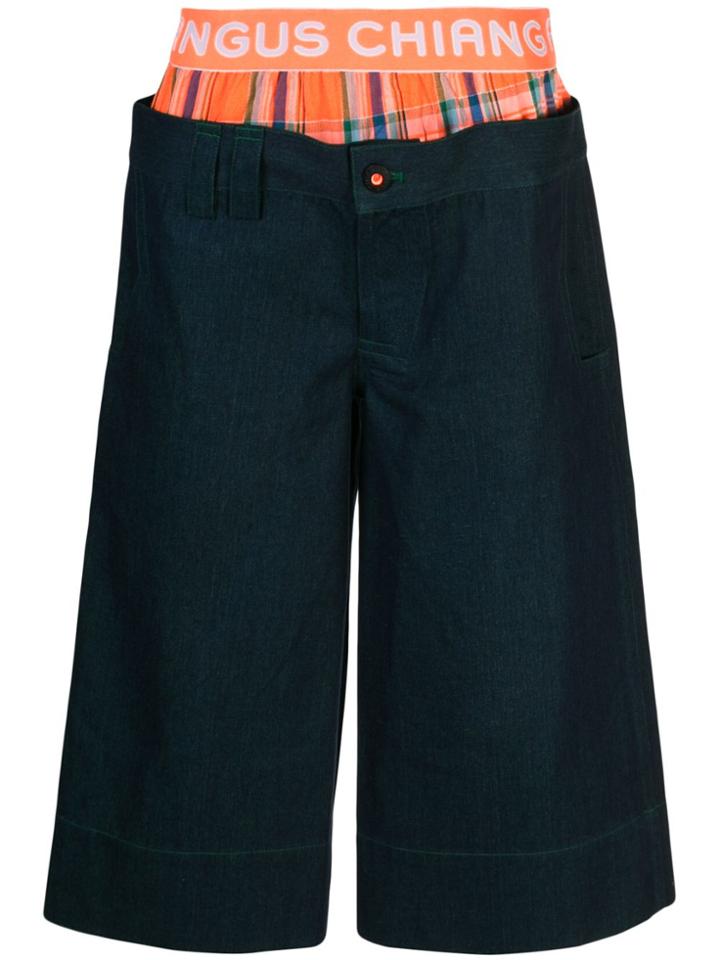 Angus Chiang Cropped Jeans With Boxer Trim - Blue