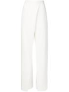 Monique Lhuillier Wide Leg Wrap Trousers, Women's, Size: 4, White, Acetate/viscose