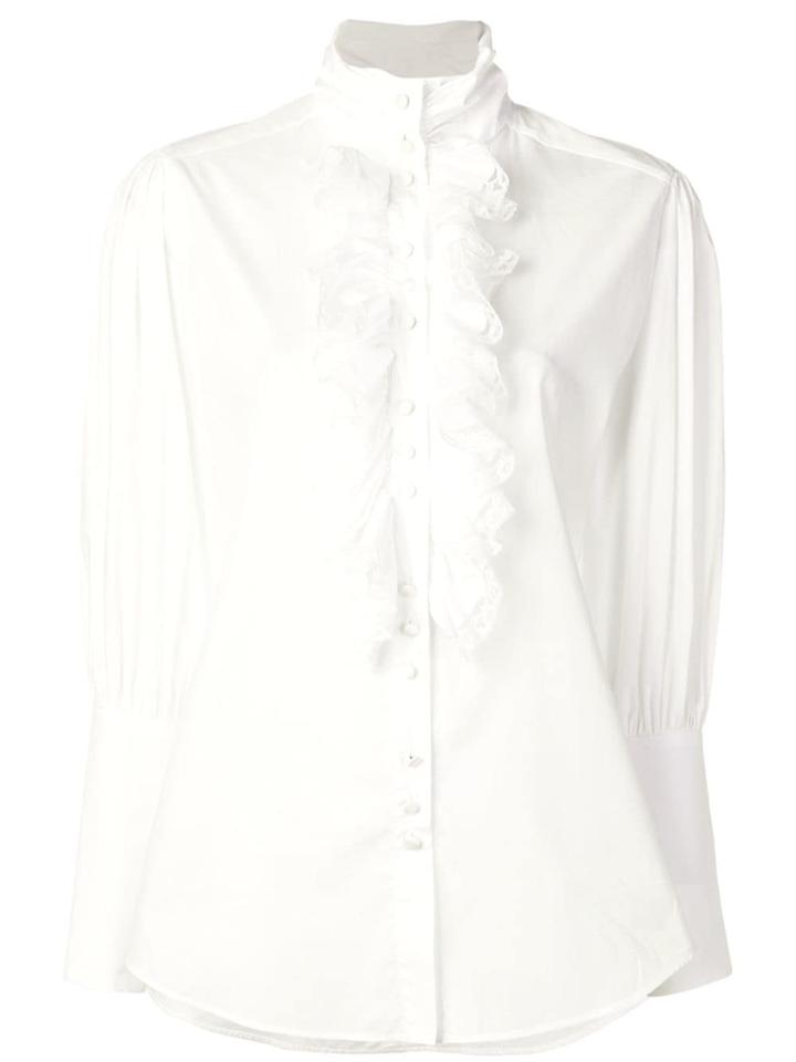 Dolce & Gabbana Ruffle Front Blouse - White
