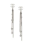 Chanel Vintage Logo Beads Earrings - Silver