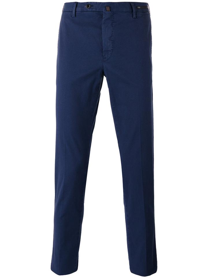 Pt01 - Tapered Cropped Trousers - Men - Cotton/spandex/elastane - 50, Blue, Cotton/spandex/elastane