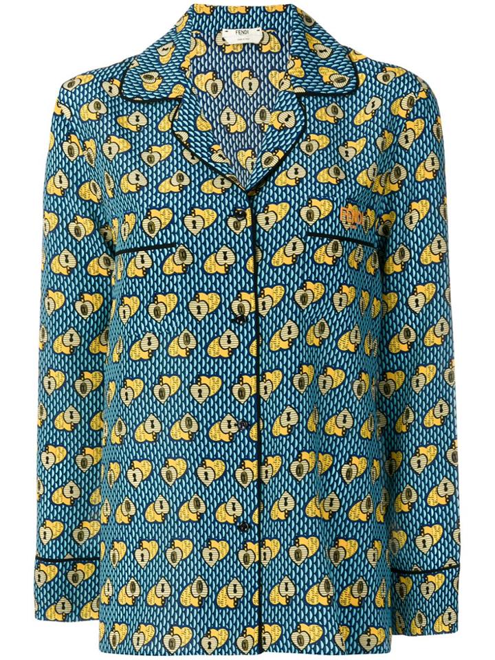 Fendi Heart Print Long-sleeve Shirt - Blue