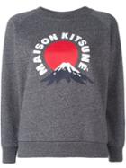 Maison Kitsuné Logo Print Sweatshirt, Women's, Size: Medium, Grey, Cotton