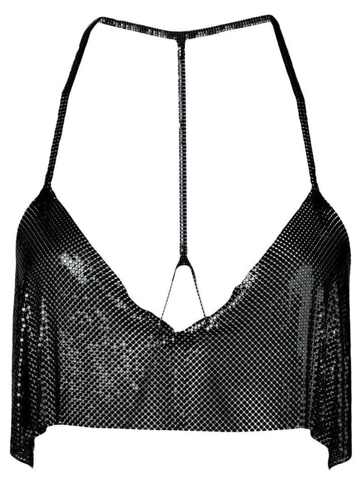 Fannie Schiavoni Cropped Chainmail Top - Black