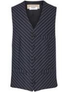 Burberry Pinstriped Wool Waistcoat - Blue