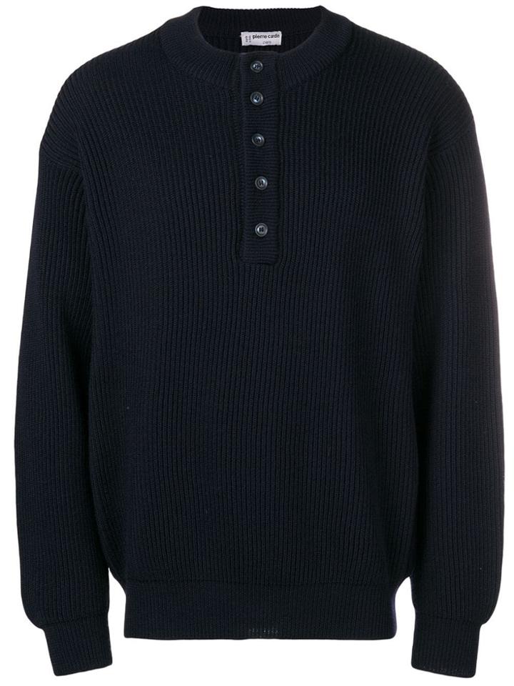 Pierre Cardin Vintage 1980's Ribbed Jumper - Blue