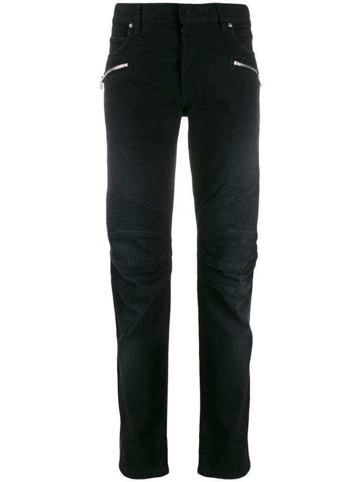 Balmain Logo Slim-fit Jeans - Black