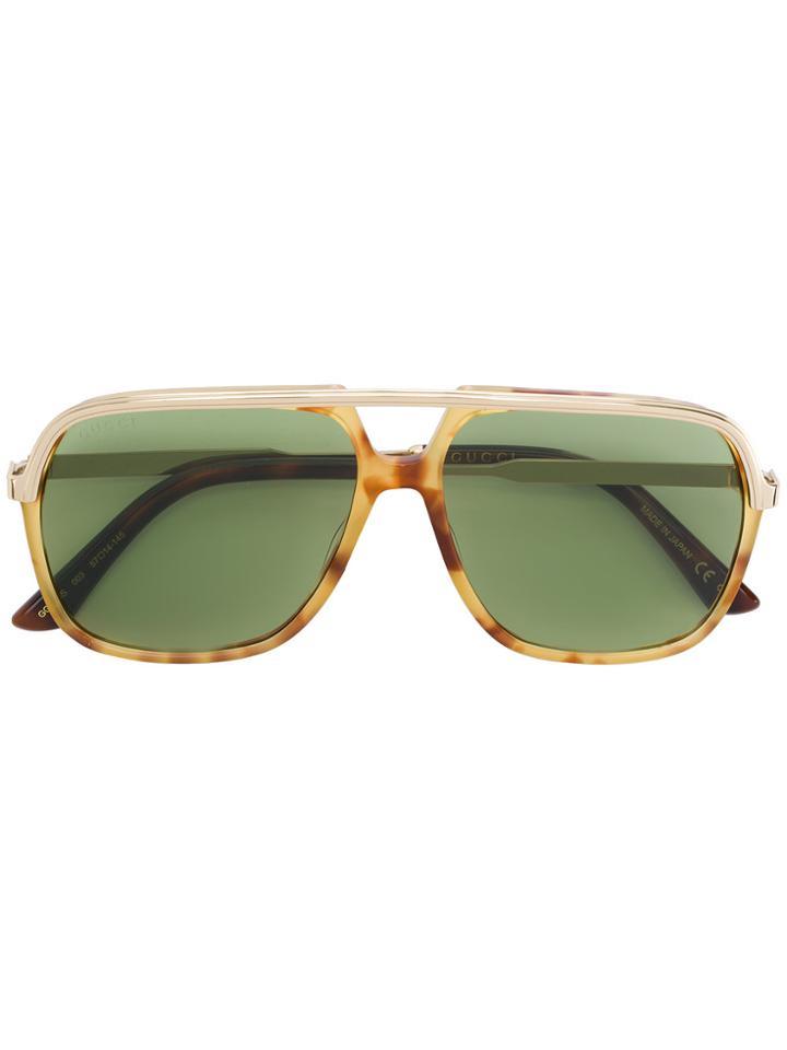 Gucci Eyewear Tortoiseshell-effect Aviator Sunglasses - Brown