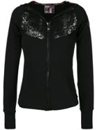 Plein Sport Lace-detail Zipped Fitted Hoodie - Black