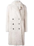 Joseph 'elena Island' Double Breasted Coat, Women's, Size: 38, White, Lamb Skin/lamb Fur