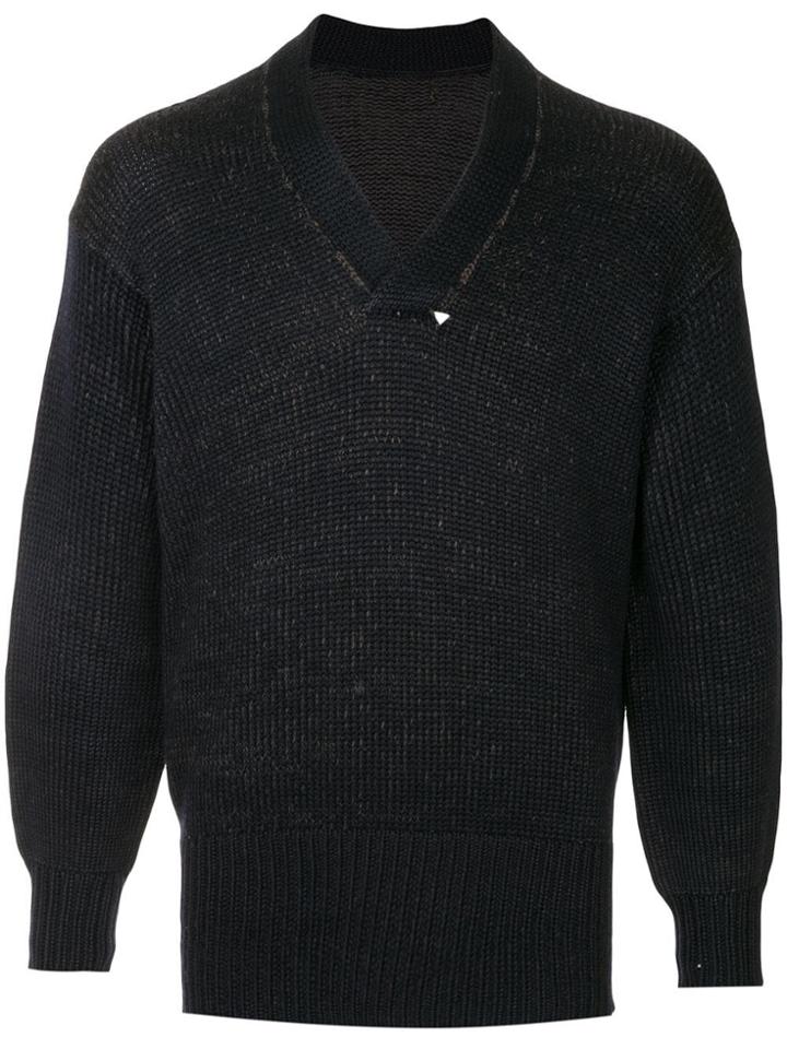Fake Alpha Vintage 1930's V-neck Jumper - Blue