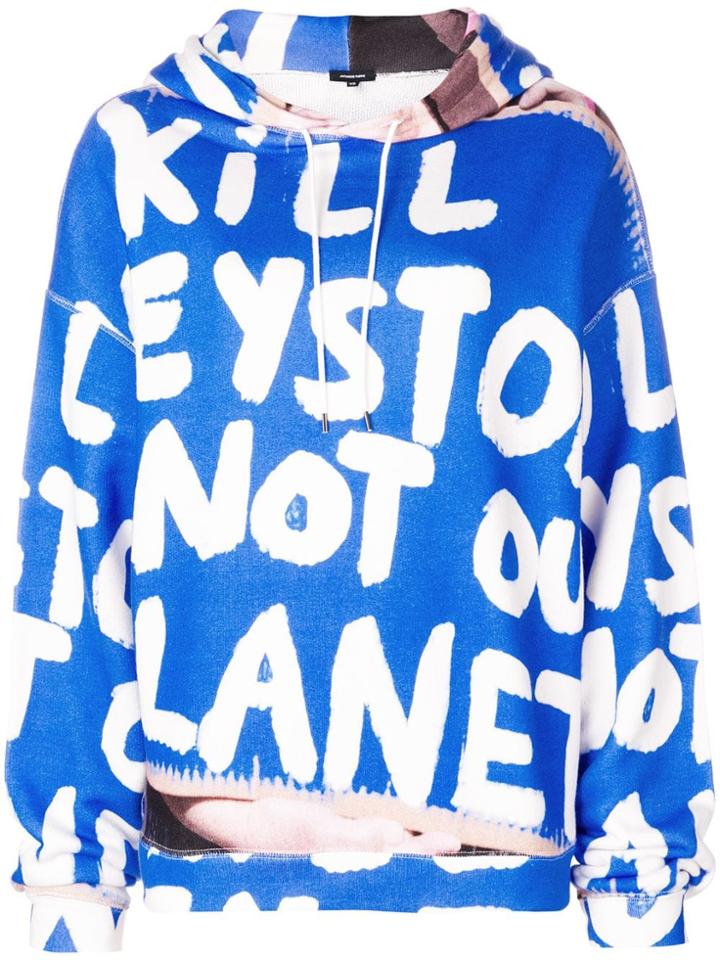 R13 Script Print Hoodie - Blue