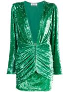 Attico Stud Detail Textured Dress - Green