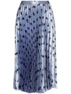 Hvn Tracey Pleated Cherry Print Midi Skirt - Blue