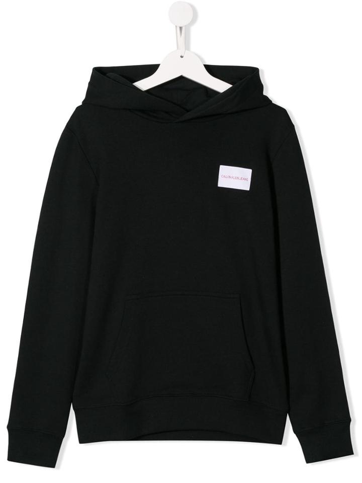 Calvin Klein Kids Teen Logo Patch Hoodie - Black
