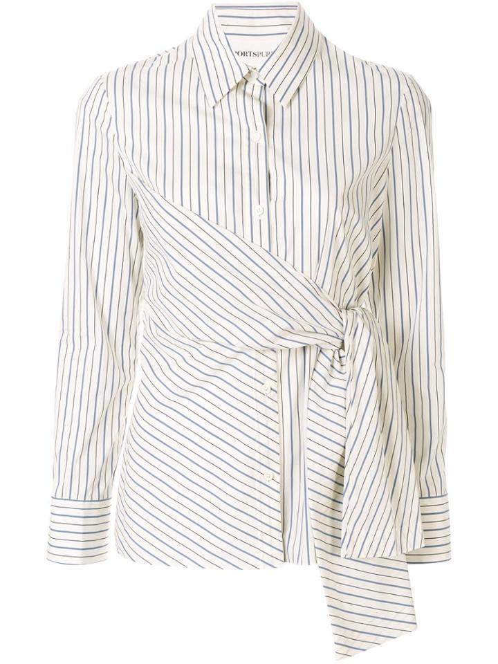Portspure Striped Side Tie Shirt - White