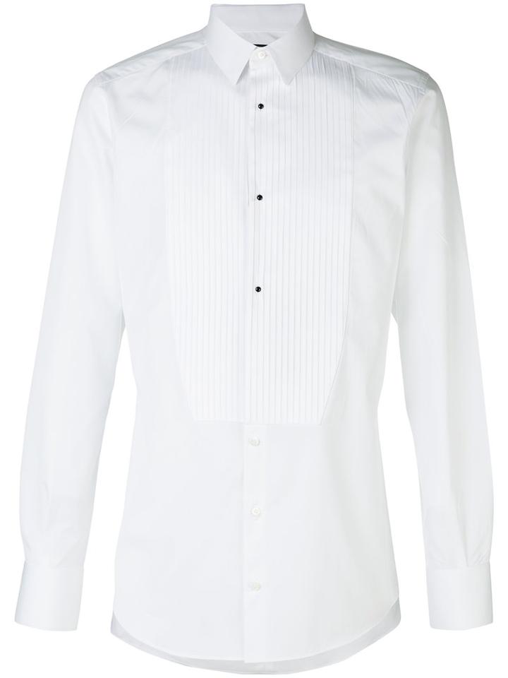 Dolce & Gabbana - Pleated Plastron Shirt - Men - Cotton - 42, Black, Cotton