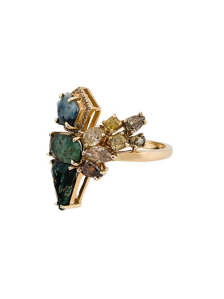 Xiao Wang Multi-faceted Stone Embellished Ring - Metallic