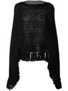 Saint Laurent Open Knit Poncho, Women's, Size: Medium, Black, Wool