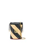 Gucci Gg Marmont Striped Bucket Bag - Black
