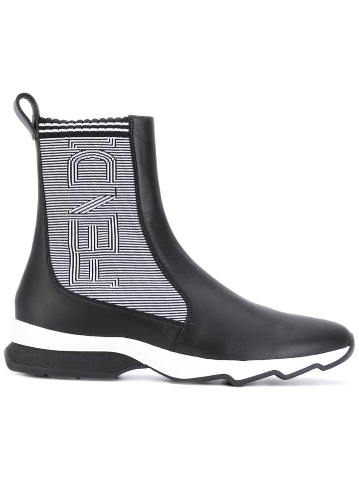 Fendi Ribbed Two-tone Boots - Black
