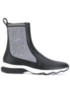Fendi Ribbed Two-tone Boots - Black