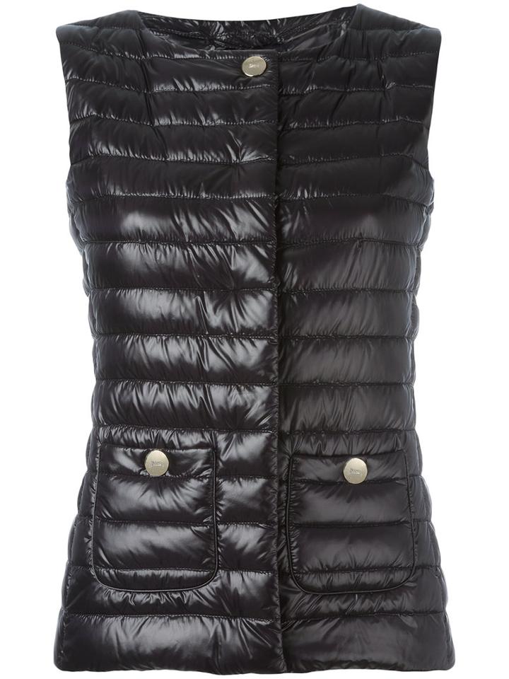 Herno Collarless Gilet, Women's, Size: 44, Black, Polyamide/cotton/feather Down
