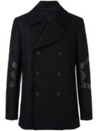 Les Hommes Panelled Double Breasted Coat - Black