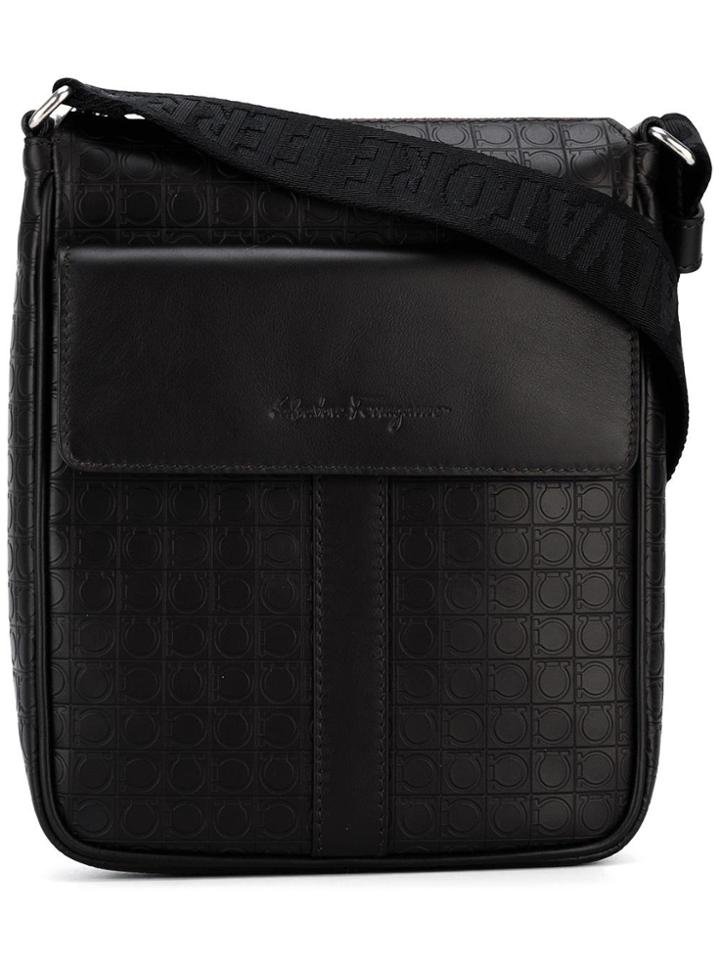 Salvatore Ferragamo Embossed Gancio Shoulder Bag - Brown