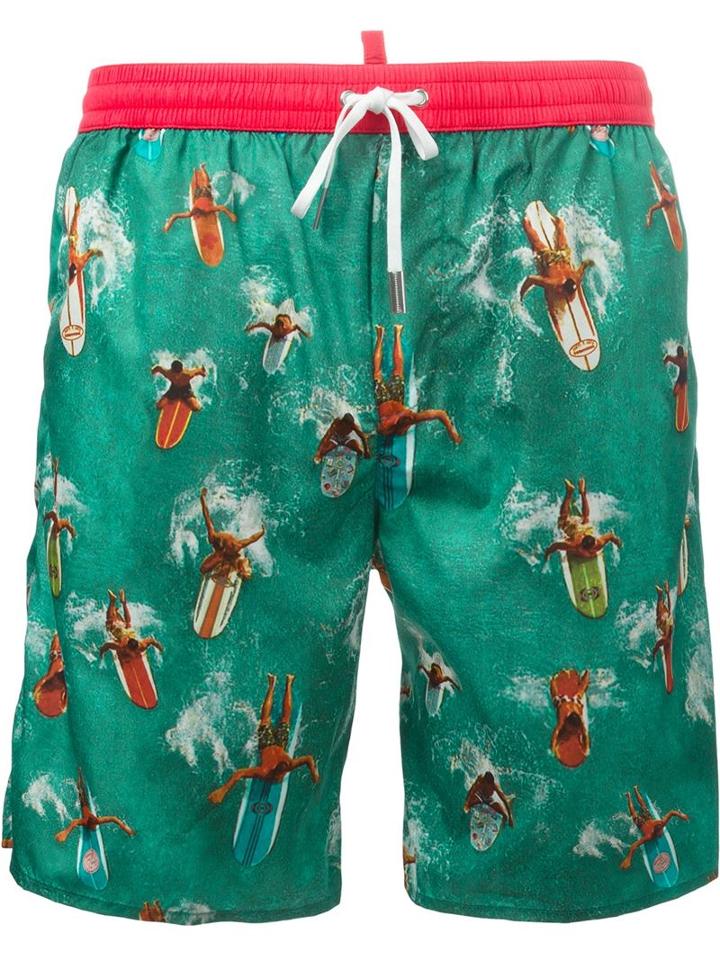 Dsquared2 Beachwear Surf Print Swim Shorts