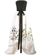 Oscar De La Renta Botanical Garden Embroidered Gown - White