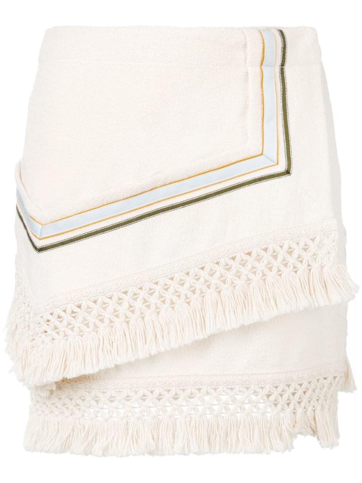 3.1 Phillip Lim Fringe Asymetrical Mini Skirt - Neutrals