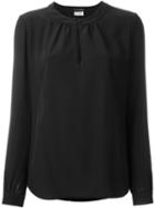 Saint Laurent Band Collar Blouse, Women's, Size: 40, Black, Silk