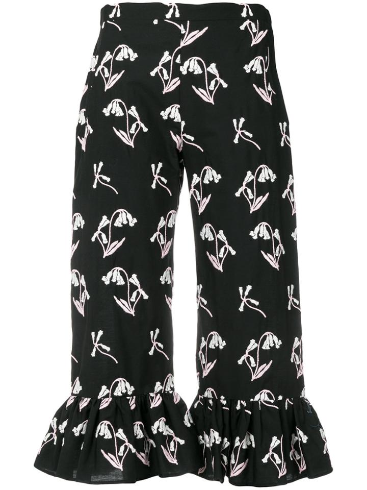 Giuseppe Di Morabito Cropped Flared Floral Trousers - Black
