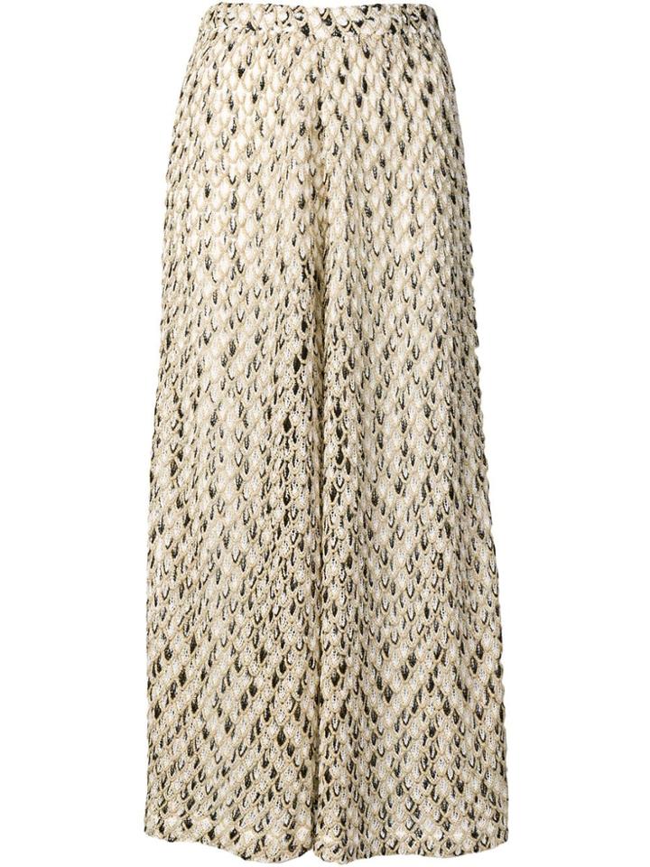 Missoni Mare Embroidered Pattern Loose Trousers - Neutrals