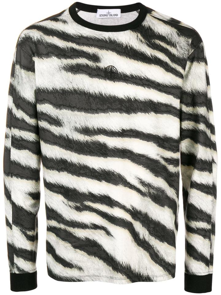 Stone Island Tiger Print Jersey Sweater - Black