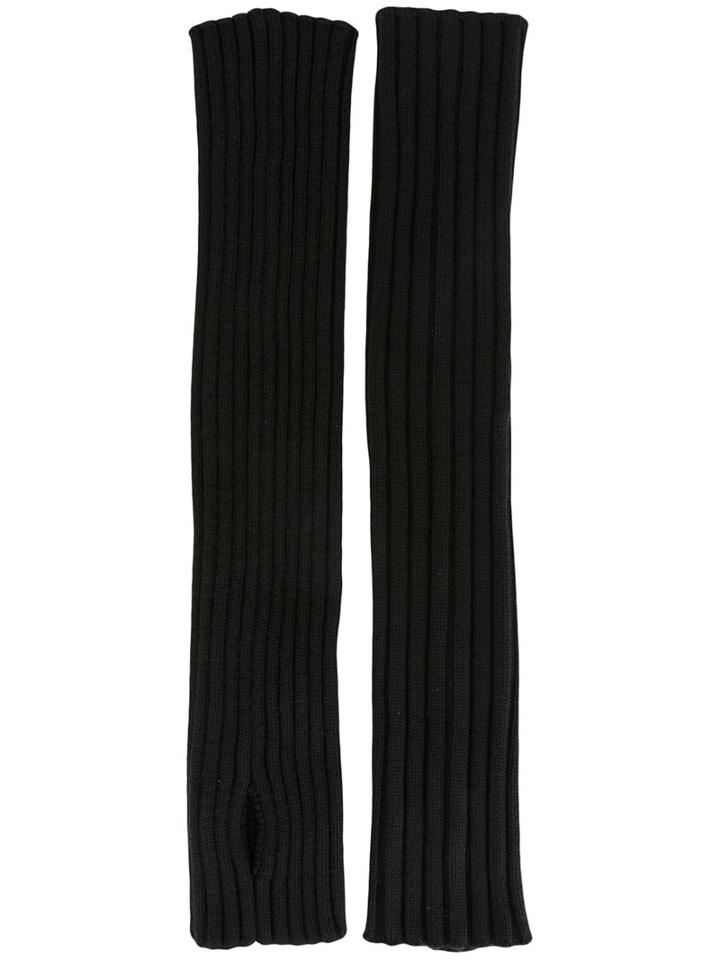 Erika Cavallini Ribbed Fingerless Gloves, Women's, Black, Acrylic/wool