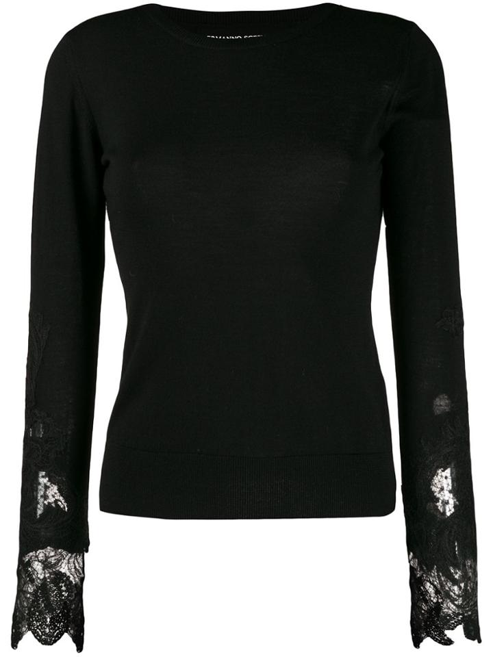 Ermanno Scervino Floral Lace Trimmed Jumper - Black
