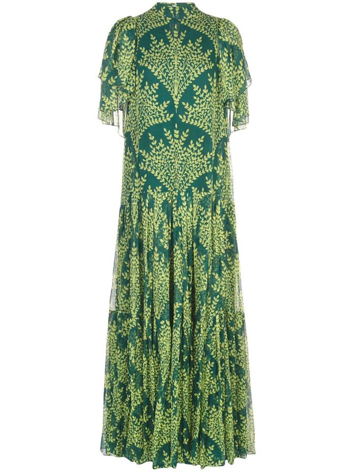 Carolina Herrera Floral Print Silk Dress - Green
