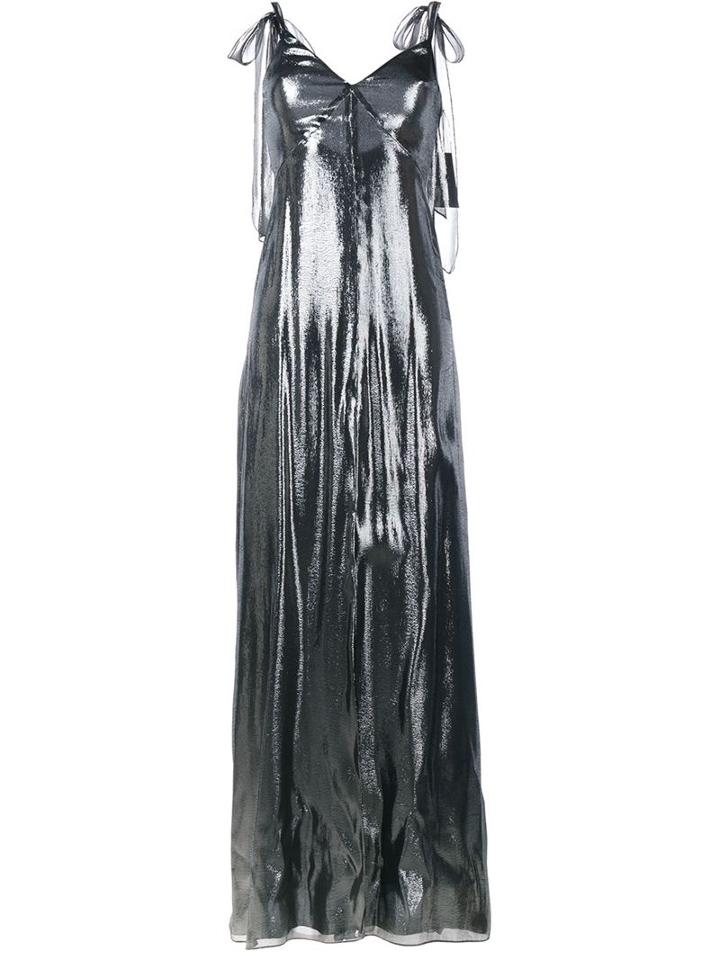 Saint Laurent Sleeveless Lamé Lingerie Dress
