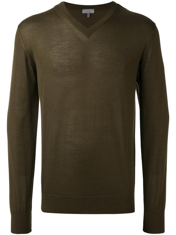 Lanvin - Long-sleeved Jumper - Men - Cashmere - Xl, Green, Cashmere