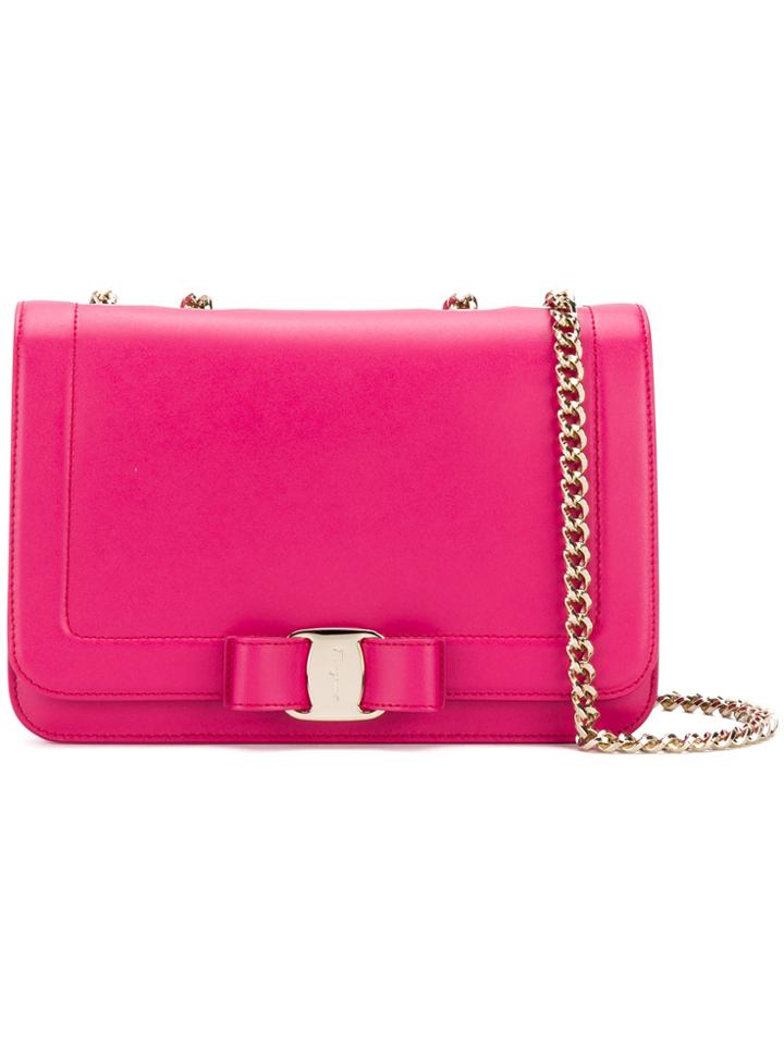 Salvatore Ferragamo Vara Flap Shoulder Bag - Pink & Purple
