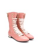 Elisabetta Franchi La Mia Bambina Lace-up Boots - Pink