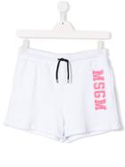Msgm Kids Embroidered Logo Shorts - White